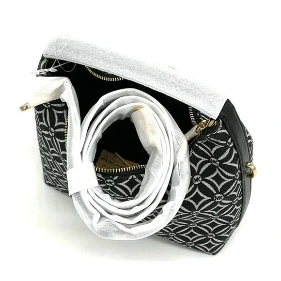 Michael Kors Ember Small Logo Jacquard Messenger Bag Black - Picture 9 of 11